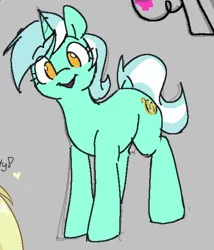 Size: 676x791 | Tagged: safe, artist:hazaplan, ponerpics import, lyra heartstrings, pony, unicorn, aggie.io, female, image, looking at you, mare, png, simple background, standing
