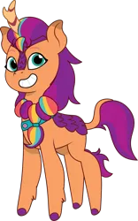 Size: 813x1301 | Tagged: safe, artist:prixy05, derpibooru import, sunny starscout, kirin, g5, my little pony: tell your tale, image, kirinified, mane stripe sunny, png, simple background, solo, species swap, transparent background, vector