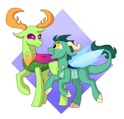 Size: 1024x983 | Tagged: safe, derpibooru import, thorax, changeling, dragonling, hybrid, father and child, father and son, image, interspecies offspring, jpeg, male, offspring, parent:princess ember, parent:thorax, parents:embrax