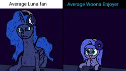 Size: 1280x720 | Tagged: safe, artist:theunidentifiedchangeling, derpibooru import, princess luna, alicorn, pony, angry, computer mouse, female, filly, foal, headset, horn, image, keyboard, meme, png, smiling, wings, woona, younger