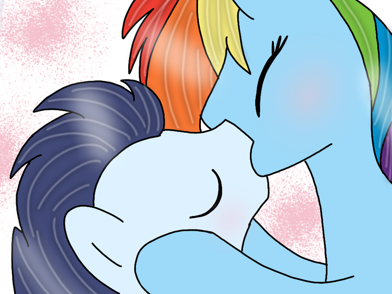 Size: 960x720 | Tagged: safe, artist:rd97, derpibooru import, edit, rainbow dash, soarin', pegasus, pony, blushing, female, image, kiss on the lips, kissing, male, mare, png, shipping, soarindash, stallion, straight