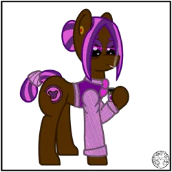 Size: 2000x2000 | Tagged: safe, derpibooru import, oc, oc:grizzly deal, earth pony, fallout equestria, cigarette, cigarette smoke, clothes, ear piercing, earring, fallout equestria: journal of an escort, hair bun, image, jewelry, piercing, png, tail, tail wrap, tired eyes, tired of your shit, vest