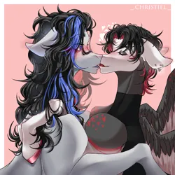 Size: 3000x3000 | Tagged: safe, artist:christiel, derpibooru import, oc, oc:adrian, oc:eddie, earth pony, pegasus, pony, couple, image, my little pony, png