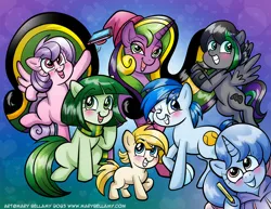 Size: 1165x900 | Tagged: safe, artist:marybellamy, derpibooru import, oc, earth pony, pegasus, pony, unicorn, blank flank, bust, commission, family, group shot, image, jpeg, lightly watermarked, paperhearts, portrait, watermark, zorilita