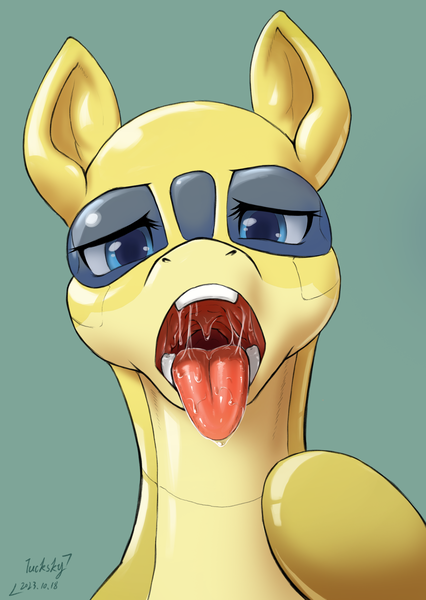 Size: 2000x2819 | Tagged: suggestive, artist:tucksky, derpibooru import, oc, oc:lemon drop, unofficial characters only, original species, plane pony, pony, boeing 737, commissioner:lemondrop, drool, image, mawshot, neck, open mouth, plane, planeified, png, signature, solo, species swap, tongue out, uvula