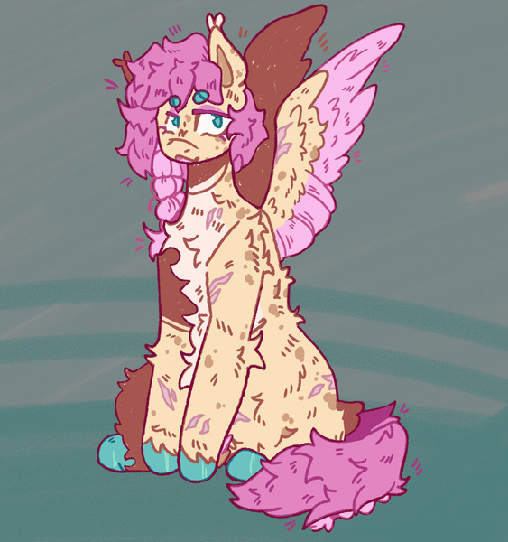 Size: 1920x2048 | Tagged: safe, artist:tottallytoby, derpibooru import, fluttershy, pegasus, pony, alternate design, alternate hairstyle, braid, image, jpeg, scarred, solo, spread wings, wings