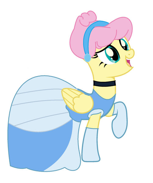 Size: 1280x1530 | Tagged: safe, artist:brightstar40k, derpibooru import, fluttershy, pegasus, pony, alternate hairstyle, cinderella, cindershy, clothes, dress, evening gloves, female, gloves, gown, image, jpeg, long gloves, mare, open mouth, open smile, raised hoof, smiling