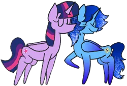 Size: 1000x674 | Tagged: source needed, safe, artist:sneshpone, derpibooru import, twilight sparkle, twilight sparkle (alicorn), oc, oc:blue thunder, alicorn, pony, alicorn oc, canon x oc, duo, female, horn, image, kissing, male, png, simple background, straight, thundersparkle, transparent background, wings