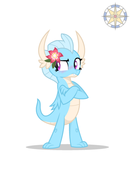 Size: 1500x2000 | Tagged: safe, artist:r4hucksake, derpibooru import, oc, oc:avalanche, dragon, flower, flower on ear, image, png, simple background, solo, transparent background