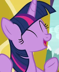 Size: 590x720 | Tagged: safe, derpibooru import, screencap, twilight sparkle, twilight sparkle (alicorn), alicorn, pony, season 6, top bolt, ^^, cropped, cute, eyes closed, female, image, laughing, mare, open mouth, png, smiling, twiabetes, twilight's castle