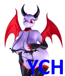 Size: 1700x2000 | Tagged: suggestive, artist:argos90, derpibooru import, anthro, earth pony, succubus, 3d, advertisement, breasts, clothes, commission, gloves, image, latex, latex gloves, png, simple background, solo, transparent background, wasp waist, your character here