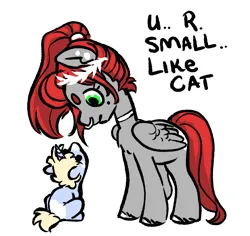 Size: 2427x2294 | Tagged: safe, artist:opalacorn, derpibooru import, oc, oc:nootaz, oc:void, unofficial characters only, pegasus, pony, unicorn, choker, duo, female, image, jpeg, laurel, looking at each other, looking at someone, mare, mole, nose piercing, nose ring, piercing, simple background, size difference, smol, white background