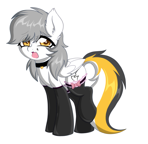 Size: 5795x5653 | Tagged: safe, artist:darkstorm mlp, derpibooru import, oc, oc:kej, unofficial characters only, pegasus, pony, choker, clothes, cute, feminine stallion, folded wings, girly, image, male, png, simple background, socks, solo, solo male, stallion, stockings, thigh highs, transparent background, trap, wings