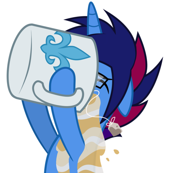 Size: 827x827 | Tagged: safe, artist:earth_pony_colds, derpibooru import, oc, oc:marquis majordome, unicorn, commission, cup, drink, drinking, food, funny, glasses, image, png, simple background, tea, transparent background, wet