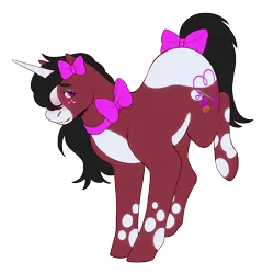 Size: 1500x1500 | Tagged: safe, artist:celeriven, derpibooru import, oc, oc:softie cuddles, unofficial characters only, pony, unicorn, bow, female, image, mare, png, simple background, solo, tail, tail bow, transparent background