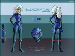 Size: 2500x1875 | Tagged: safe, artist:devillustart, derpibooru import, oc, oc:midsummer song(fireverse), human, equestria girls, clothes, fireheart76's latex suit design, flight suit, humanized, image, jpeg, latex, latex suit, prisoners of the moon, reference sheet, rubber, rubber suit