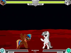 Size: 994x746 | Tagged: safe, artist:tom artista, derpibooru import, pony, unicorn, fighting is magic, bipedal, black background, creepy, evil, fan game, horror, image, inverted colors, jpeg, moon, new, red, simple background, space, stage, terror