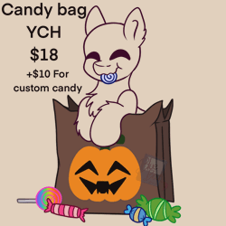 Size: 1048x1048 | Tagged: safe, artist:bluemoon, derpibooru import, oc, pony, animated, bag, candy, candy bag, commission, eating, food, gif, halloween, holiday, image, munching, nightmare night, nom, solo, your character here
