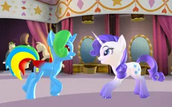 Size: 1920x1200 | Tagged: safe, artist:puzzlshield2, derpibooru import, rarity, oc, oc:puzzle shield, pony, 3d, carousel boutique, colored wings, hoof fluff, image, mmd, png, render, wings