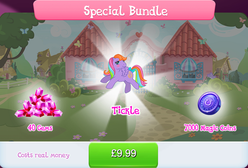 Size: 1266x858 | Tagged: safe, derpibooru import, idw, official, tickle (g1), pegasus, pony, g1, bow, bundle, costs real money, english, female, g4, gameloft, gem, idw showified, image, jpeg, magic coins, mare, mobile game, my little pony: magic princess, numbers, sale, solo, tail, tail bow, text, wings