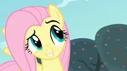 Size: 2560x1440 | Tagged: safe, derpibooru import, screencap, fluttershy, pegasus, bats!, cute, dreamworks face, image, jpeg, shyabetes, smiling, solo