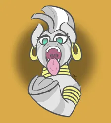 Size: 978x1088 | Tagged: suggestive, artist:voraciouscutie, derpibooru import, zecora, zebra, belly, drool, halloween, holiday, image, imminent vore, maw, maw shot, png, solo, tongue out, voretober
