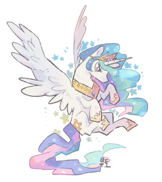 Size: 601x677 | Tagged: safe, artist:q_o_o_p_x, derpibooru import, princess celestia, alicorn, pony, female, horn, image, mare, png, simple background, solo, white background, wings