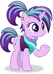 Size: 2695x3737 | Tagged: safe, artist:anime-equestria, derpibooru import, starlight glimmer, pony, unicorn, alternate hairstyle, clothes, ear piercing, female, image, mare, piercing, png, ponytail, scarf, simple background, solo, transparent background, vector