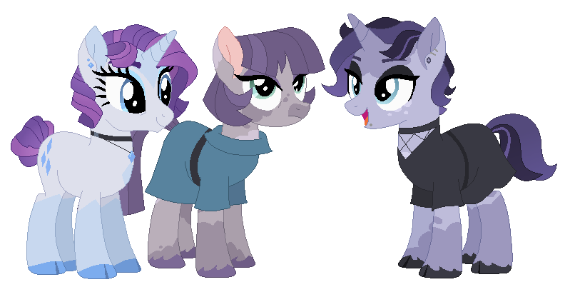 Size: 799x409 | Tagged: safe, artist:disasterisk, derpibooru import, maud pie, rarity, oc, oc:iolite, derpibooru exclusive, image, magical lesbian spawn, offspring, parent:maud pie, parent:rarity, parents:rarimaud, png, ship:rarimaud, simple background, white background