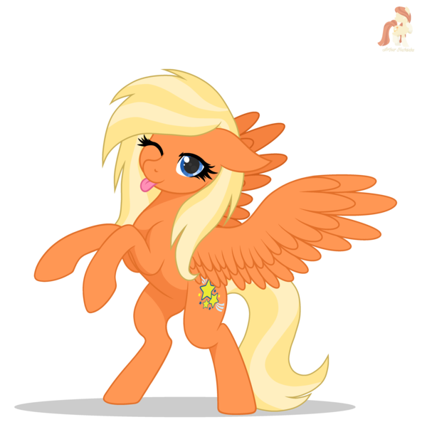 Size: 4000x4000 | Tagged: safe, artist:r4hucksake, derpibooru import, oc, oc:morningstar, pegasus, pony, female, image, mare, one eye closed, png, simple background, solo, tongue out, transparent background, wink