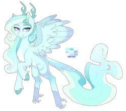 Size: 1280x1135 | Tagged: safe, artist:oniiponii, derpibooru import, oc, unofficial characters only, pony, antlers, eyelashes, female, image, mare, png, rearing, simple background, smiling, solo, transparent background, unshorn fetlocks, wings