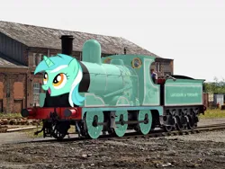 Size: 1440x1080 | Tagged: safe, derpibooru import, edit, lyra heartstrings, bad edit, image, inanimate tf, jpeg, low effort, train, trainified, transformation