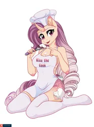 Size: 2344x3157 | Tagged: suggestive, artist:lifejoyart, ponerpics import, oc, unofficial characters only, anthro, apron, breasts, clothes, female, food, image, jpeg, socks, whipped cream