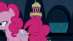 Size: 1920x1080 | Tagged: safe, artist:pinkie pie, pinkie pie, earth pony, pony, mmmystery on the friendship express, season 2, 2013, animated, cake, female, food, image, mp4, running, sleeping, solo