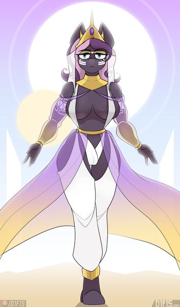 Size: 3000x5120 | Tagged: questionable, artist:difis, derpibooru import, oc, oc:luscious dreams, unofficial characters only, anthro, areola, areola slip, big breasts, breasts, crown, egyptian, female, image, jewelry, patreon, patreon reward, png, regalia, simple background, solo, solo female