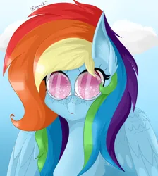 Size: 3440x3840 | Tagged: safe, artist:krymak, derpibooru import, rainbow dash, freckles, glasses, image, png, solo