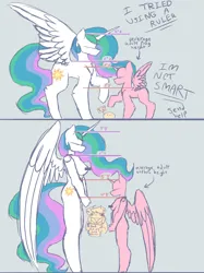 Size: 747x1000 | Tagged: suggestive, artist:synnibear03, derpibooru import, princess celestia, alicorn, anthro, digitigrade anthro, pony, breasts, busty princess celestia, height difference, height scale, horn, image, jpeg, size chart, size comparison, size difference, tail, tall, wings