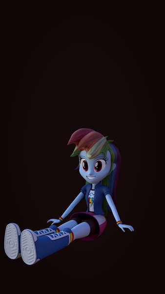 Size: 1080x1920 | Tagged: safe, artist:palmman529, derpibooru import, rainbow dash, equestria girls, 3d, blender, boots, clothes, image, png, rainbow socks, shoes, sitting, socks, striped socks