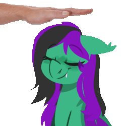 Size: 560x560 | Tagged: safe, artist:modularpon, derpibooru import, oc, oc:mintybatty, unofficial characters only, animated, gif, hand, head pat, image, pat, simple background, transparent background