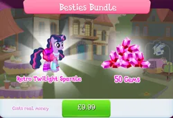 Size: 1263x860 | Tagged: safe, derpibooru import, official, twilight sparkle, pony, unicorn, bow, bracelet, bundle, clothes, costs real money, dress, english, female, gameloft, gem, horn, image, jewelry, jpeg, mare, mobile game, my little pony: magic princess, necklace, numbers, sale, solo, solo focus, text, unicorn twilight