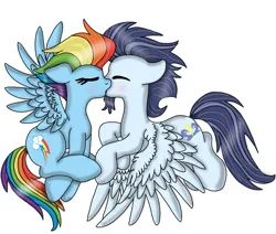 Size: 851x720 | Tagged: safe, artist:dasher666, derpibooru import, rainbow dash, soarin', pegasus, pony, the last problem, female, image, kiss on the lips, kissing, male, mare, older, older rainbow dash, older soarin', older soarindash, png, shipping, soarindash, stallion, straight