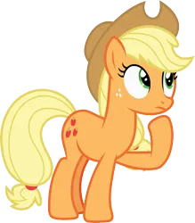 Size: 5270x6021 | Tagged: safe, artist:starryshineviolet, derpibooru import, applejack, earth pony, pony, applejack's "day" off, absurd resolution, applejack's hat, cowboy hat, female, hat, image, looking up, mare, png, ponytail, raised hoof, simple background, solo, thinking, transparent background, vector