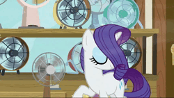 Size: 1920x1080 | Tagged: safe, derpibooru import, edit, screencap, lotus blossom, rarity, spike, twilight sparkle, dragon, unicorn, it isn't the mane thing about you, rarity's biggest fan, spoiler:interseason shorts, animated, carousel boutique, compilation, fan, image, lidded eyes, long hair, long mane, mane, ponyville, purple hair, purple mane, tail, video, webm, white fur, wind, windswept hair, windswept mane, windswept tail, winged spike, wings