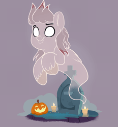 Size: 620x667 | Tagged: safe, artist:joaothejohn, derpibooru import, oc, oc:spectre dash, ghost, ghost pony, pegasus, pony, undead, animated, candle, commission, floating, gif, gravestone, halloween, holiday, image, jack-o-lantern, looking at you, open mouth, pegasus oc, pumpkin, solo, spooky, wings, ych result