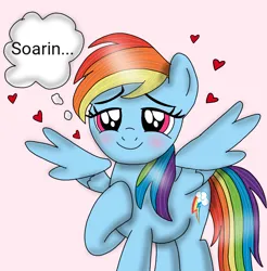 Size: 720x733 | Tagged: safe, artist:dasher666, derpibooru import, rainbow dash, pegasus, pony, blushing, female, image, implied shipping, implied soarin', implied soarindash, implied straight, in love, mare, png
