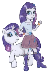Size: 3087x4503 | Tagged: safe, artist:themsgothgirl, derpibooru import, rarity, human, pony, unicorn, equestria girls, 2018, duality, image, old art, png, self paradox, self ponidox, simple background, traditional art, transparent background