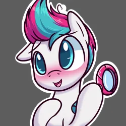 Size: 3000x3000 | Tagged: safe, artist:magician-horse, derpibooru import, zipp storm, pegasus, pony, g5, adorazipp, blushing, bust, cute, female, happy, hoof hold, image, magnifying glass, mare, open mouth, open smile, png, portrait, simple background, smiling, solo, transparent background