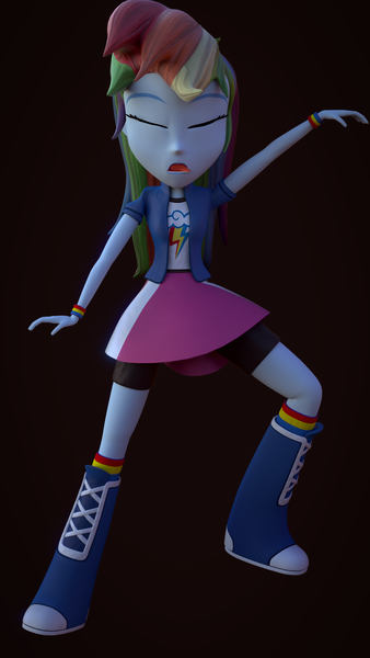 Size: 1080x1920 | Tagged: questionable, artist:palmman529, derpibooru import, rainbow dash, human, equestria girls, 3d, armband, blender, boots, clothes, defeated, image, implied death, lying down, png, rainbow socks, ryona, shoes, socks, striped socks, tongue out