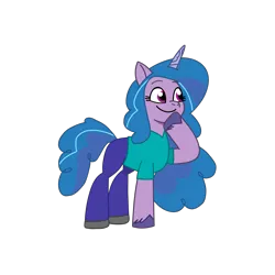 Size: 2100x2100 | Tagged: safe, artist:chanyhuman, derpibooru import, izzy moonbow, pony, unicorn, g5, my little pony: tell your tale, clothes, cosplay, costume, image, minecraft, png, simple background, solo, steve, transparent background, vector