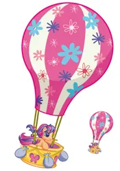 Size: 992x1417 | Tagged: safe, derpibooru import, scootaloo, earth pony, g3, 2012, 2d, adorable face, cute, cutealoo, egmont, female, flying, g3.5, hot air balloon, illustration, image, jpeg, magazine, panini, simple background, solo, white background